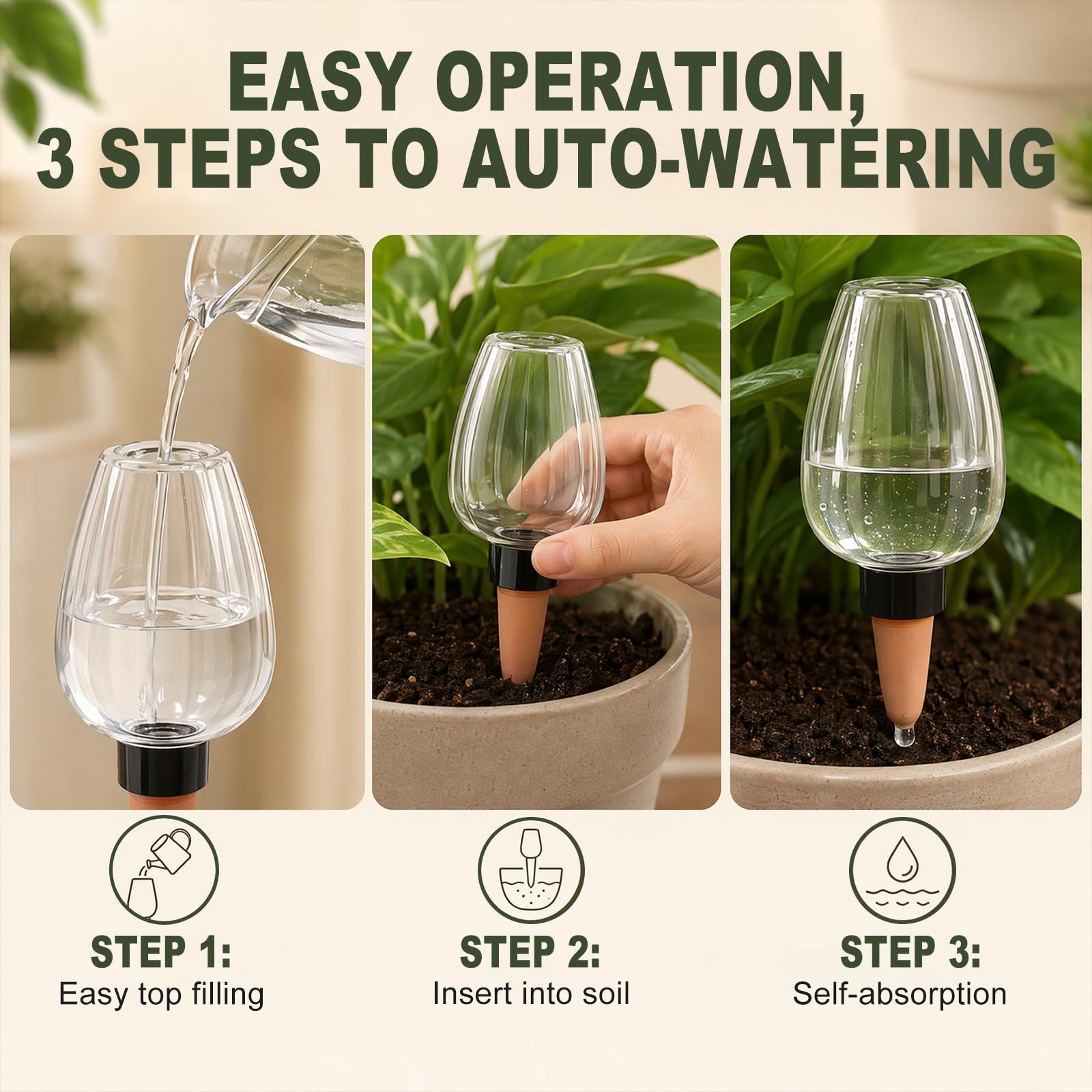 Bewässerungskugeln, 6 Stück Pflanzen Bewässerung, 350ML Selbstbewässerung Bewässerungskugel, Automatische Transparente Pflanzenbewässerung von Zimmer Gartenpflanzen und Balkon Anschluss