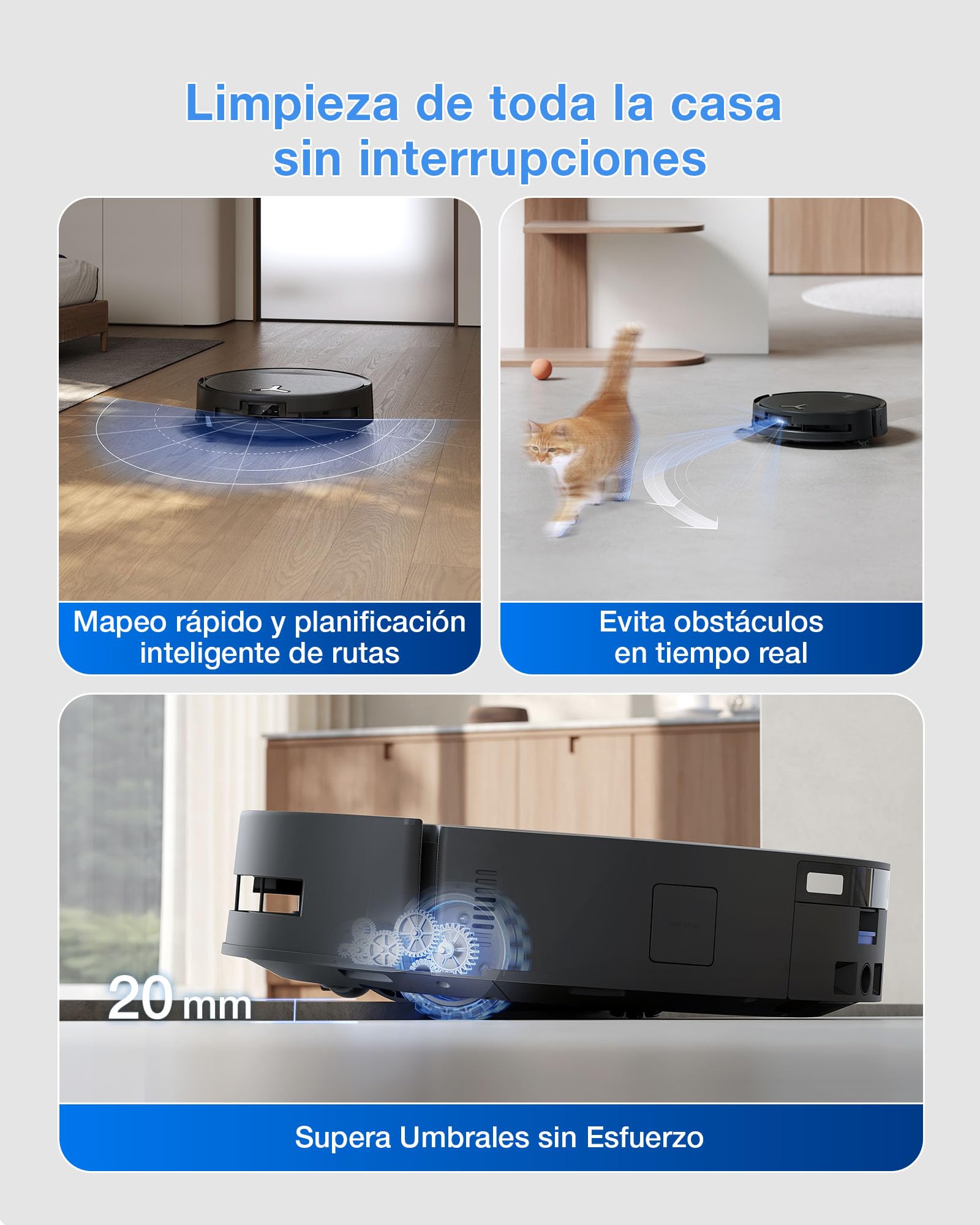 ECOVACS DEEBOT T80S Omni Robot Aspirador y Mopa, 24 800 Pa, OZMO Roller 2.0, Tecnología ZeroTangle 3.0, Mecanismo Triple Lift, Lav Mopa con Agua Cal a 40-75 °C, Secado Aire Cal, Negro