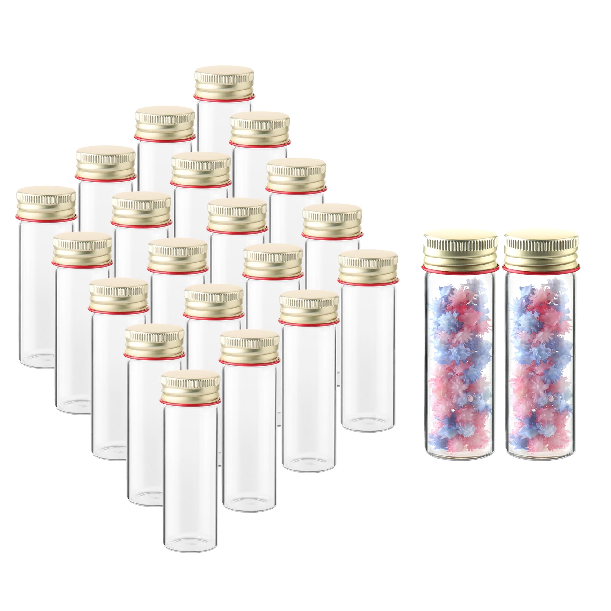 Utile Reagenzgläser aus Glas, mittelgroßes Borosilikatglasmaterial, 25 ml Reagenzgläser, mit Aluminium-Schraubkappen, 20 Stück, 4004.0622.20