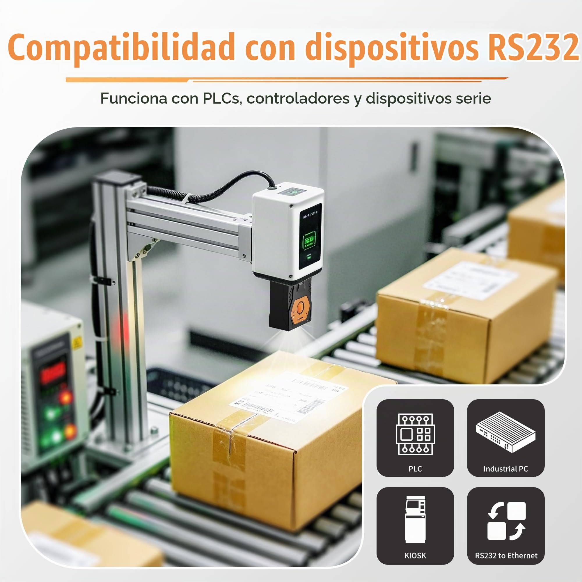 NETUM NT-480(RS232) Lector de código de barras integrado, escáner 2D de montaje fijo para códigos QR y 1D, módulo de escaneo omnidireccional manos libres para automatización industrial, quiosco, OEM y