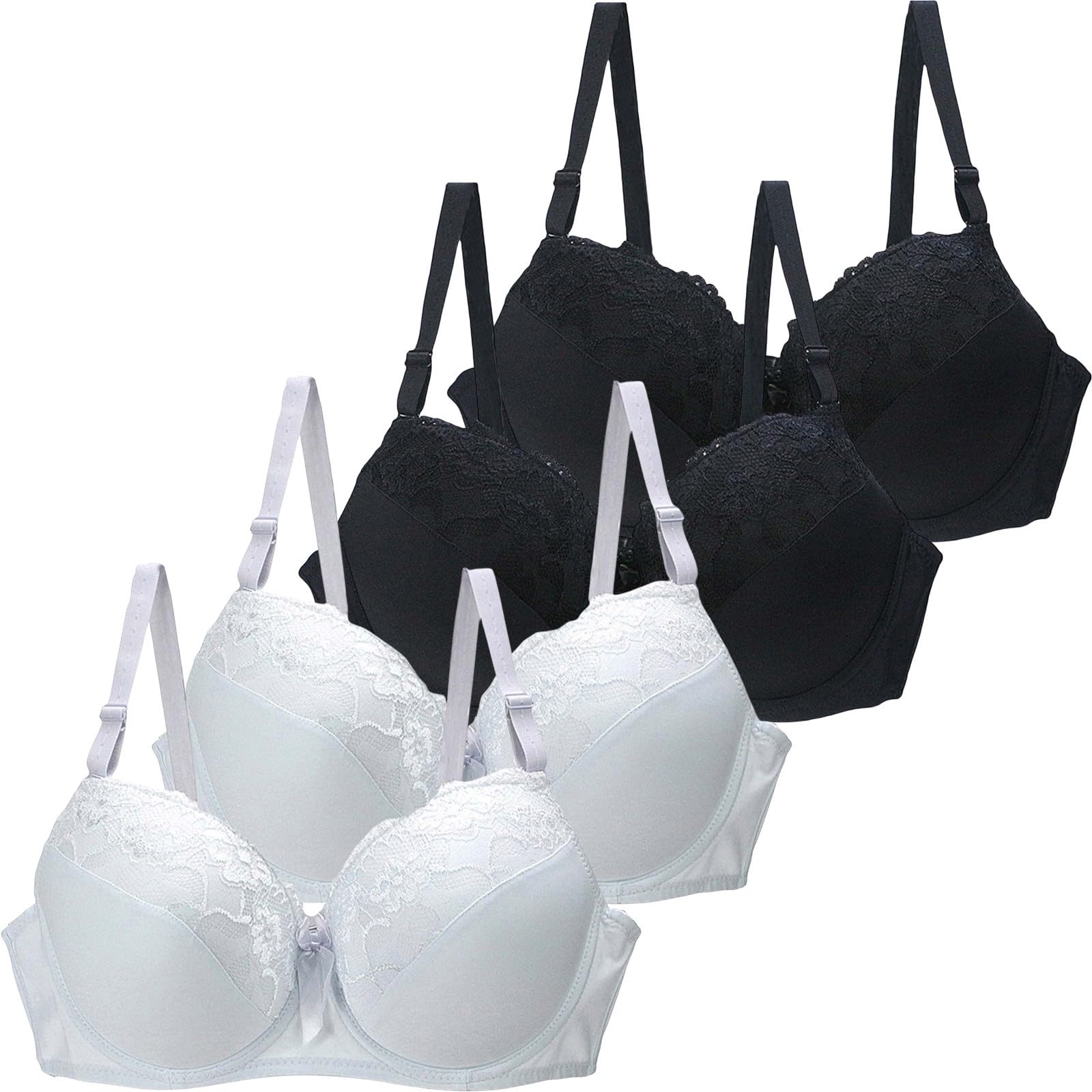 Sujetador Sin Costuras Ni Aros Mujer Pack De 4 Sujetadores para Mujer Cómodo Suave con Aros Juego De Sujetador Push-Up Sostenes Deportivo Sexy Transpirable Brasier con Sin Relleno