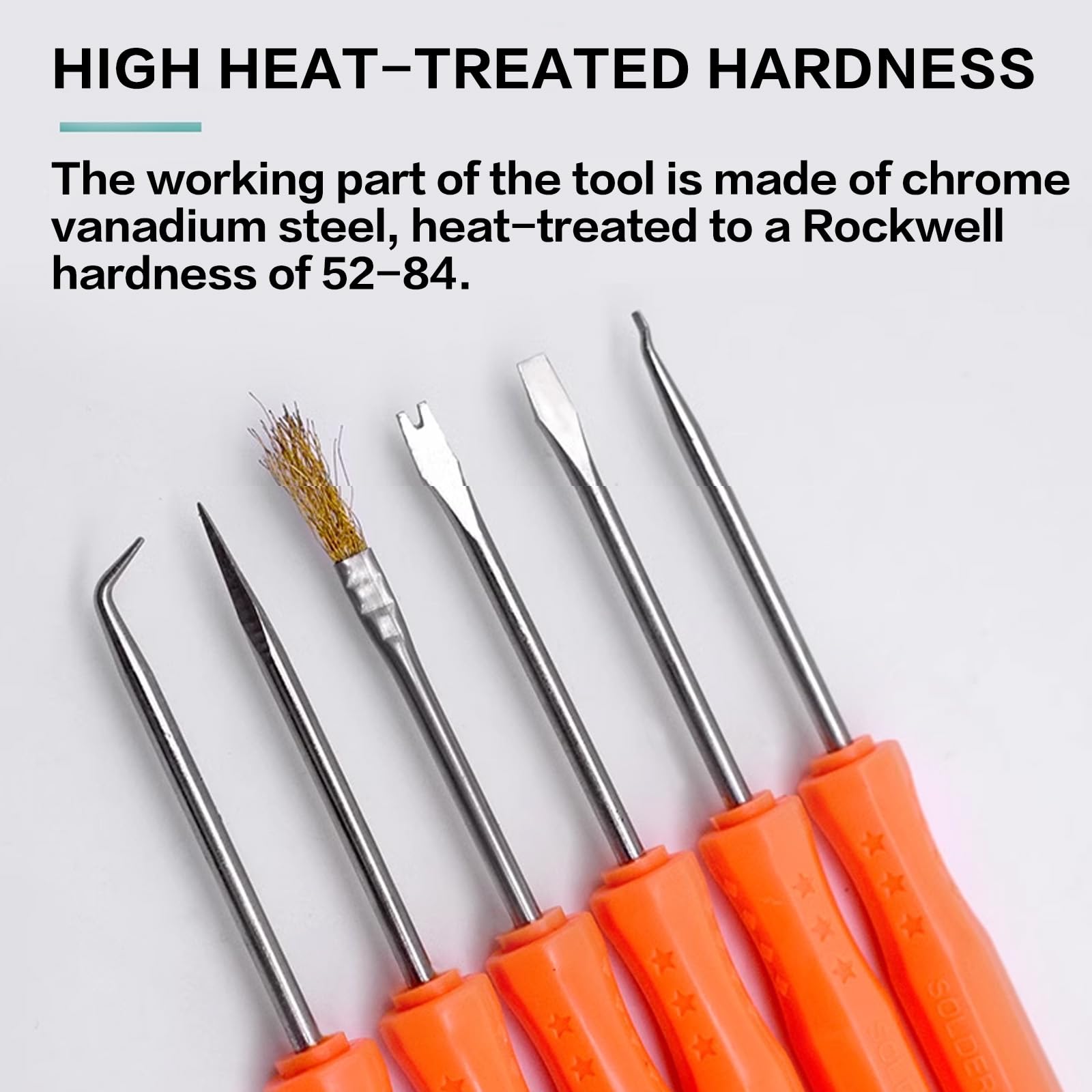 Herramienta de asistencia para soldadura, 6 paquetes kits ayuda soldadura metal placa de circuito Juego de herramientas de soldadura precisa cepillo raspador tenedor gancho punzón(naranja)