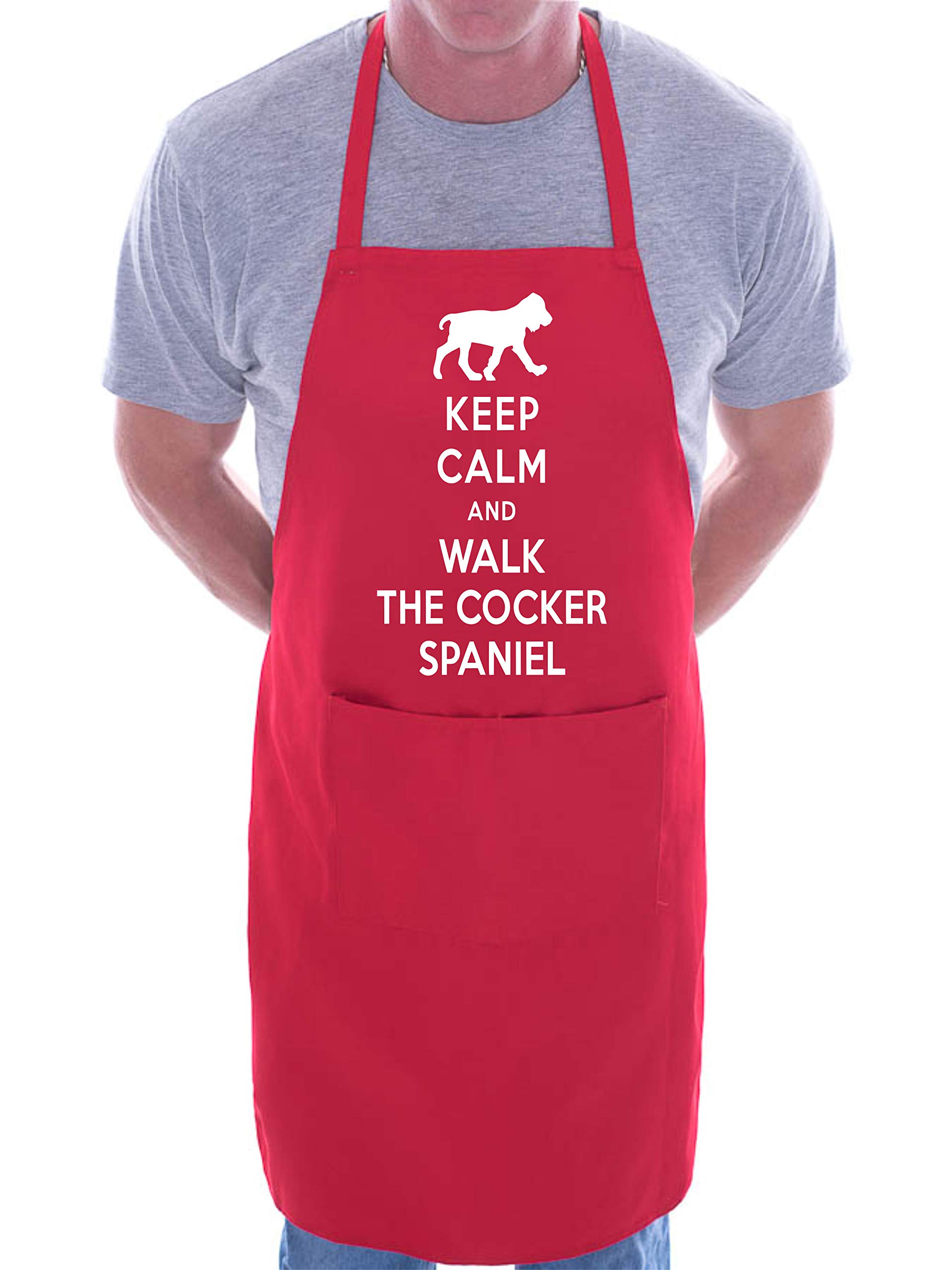 Print4u Men's Red Apron Bbq Novelty Cooking Keep Calm And Walk Cocker Spaniel Dog