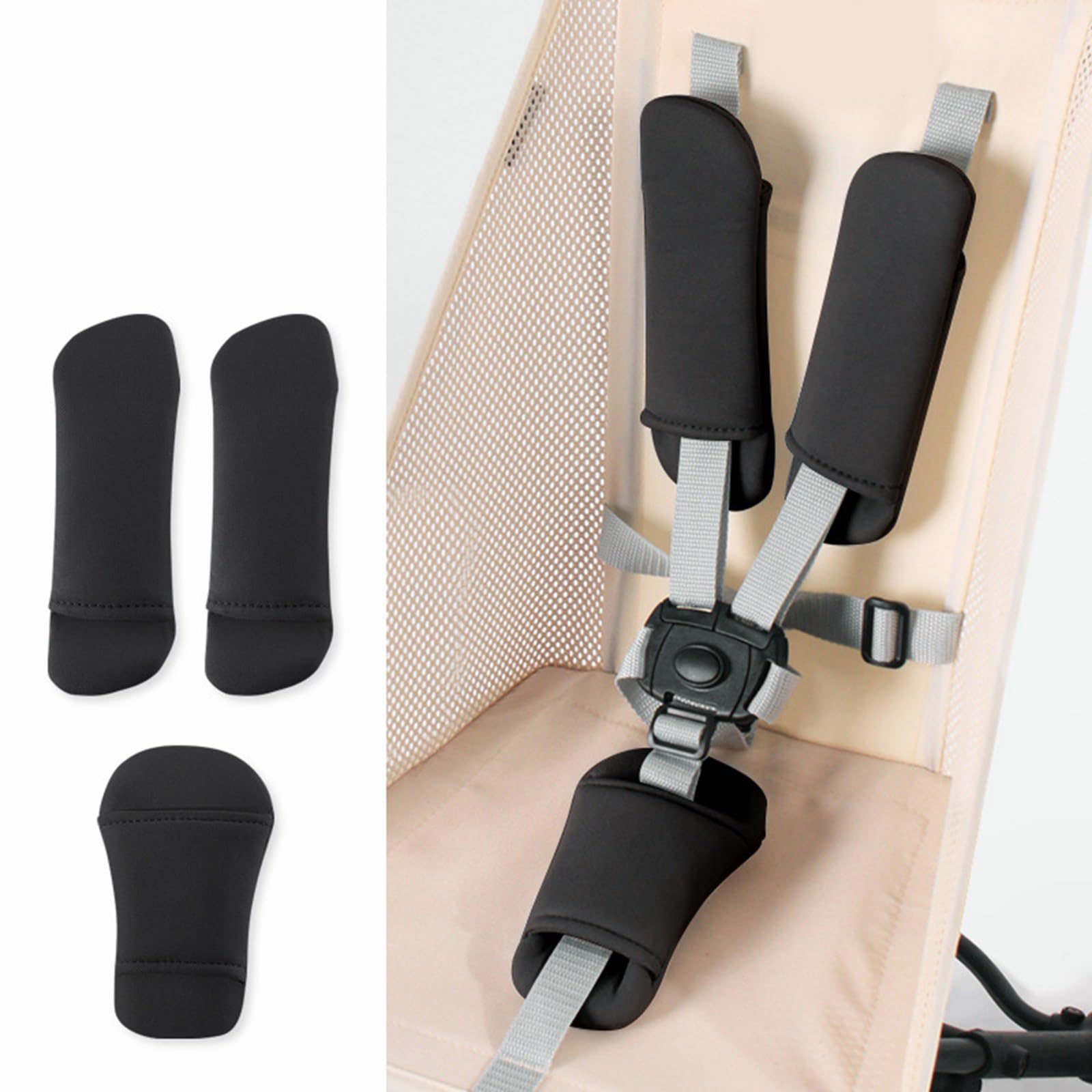 3Pcs Adjustable Baby Cushion Set Shoulder Pads Front Crotch Protector for Strollers Shoulder Pads for Kids — view 2