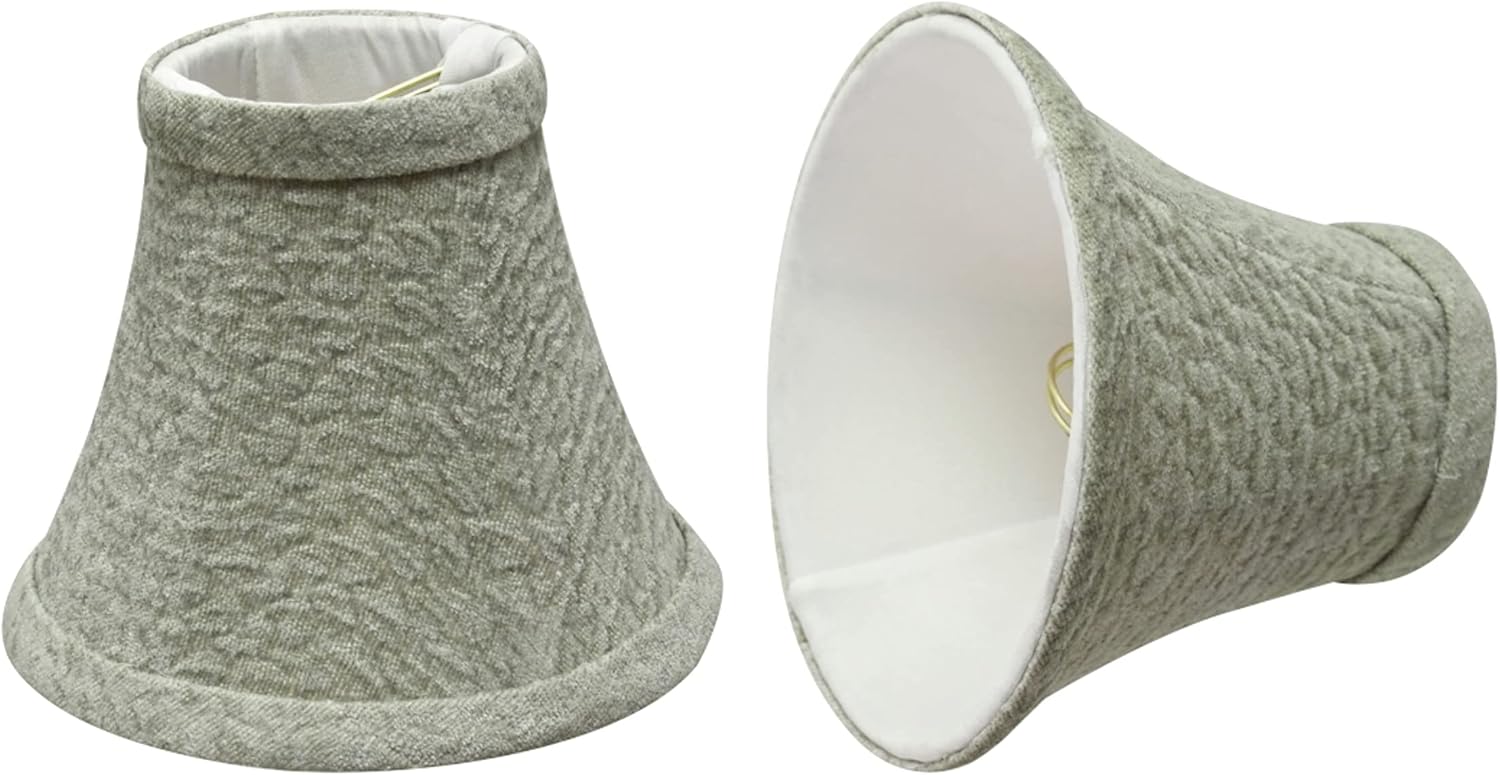 Aspen Creative 30054-2A, Bell Clip-On Chandelier Lamp Shade, Light Grey, 3" Top x 6" Bottom x 5" Slant Height, Set of 2