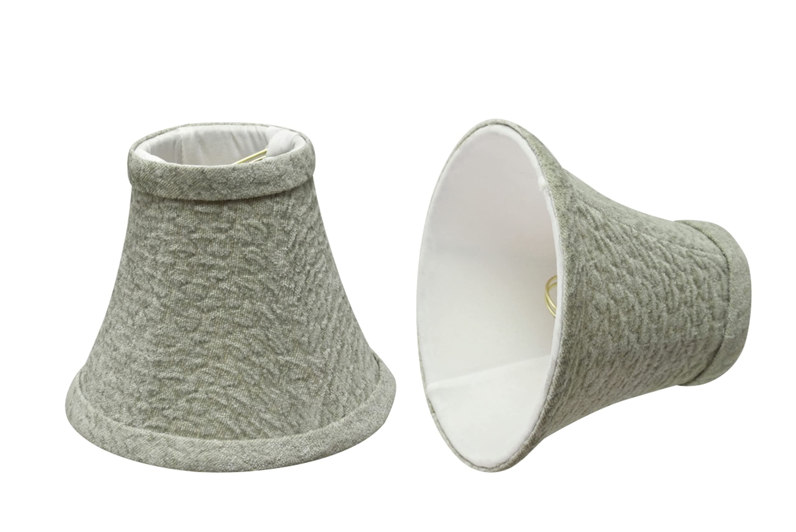 Aspen Creative 30054-2A, Bell Clip-On Chandelier Lamp Shade, Light Grey, 3" Top x 6" Bottom x 5" Slant Height, Set of 2