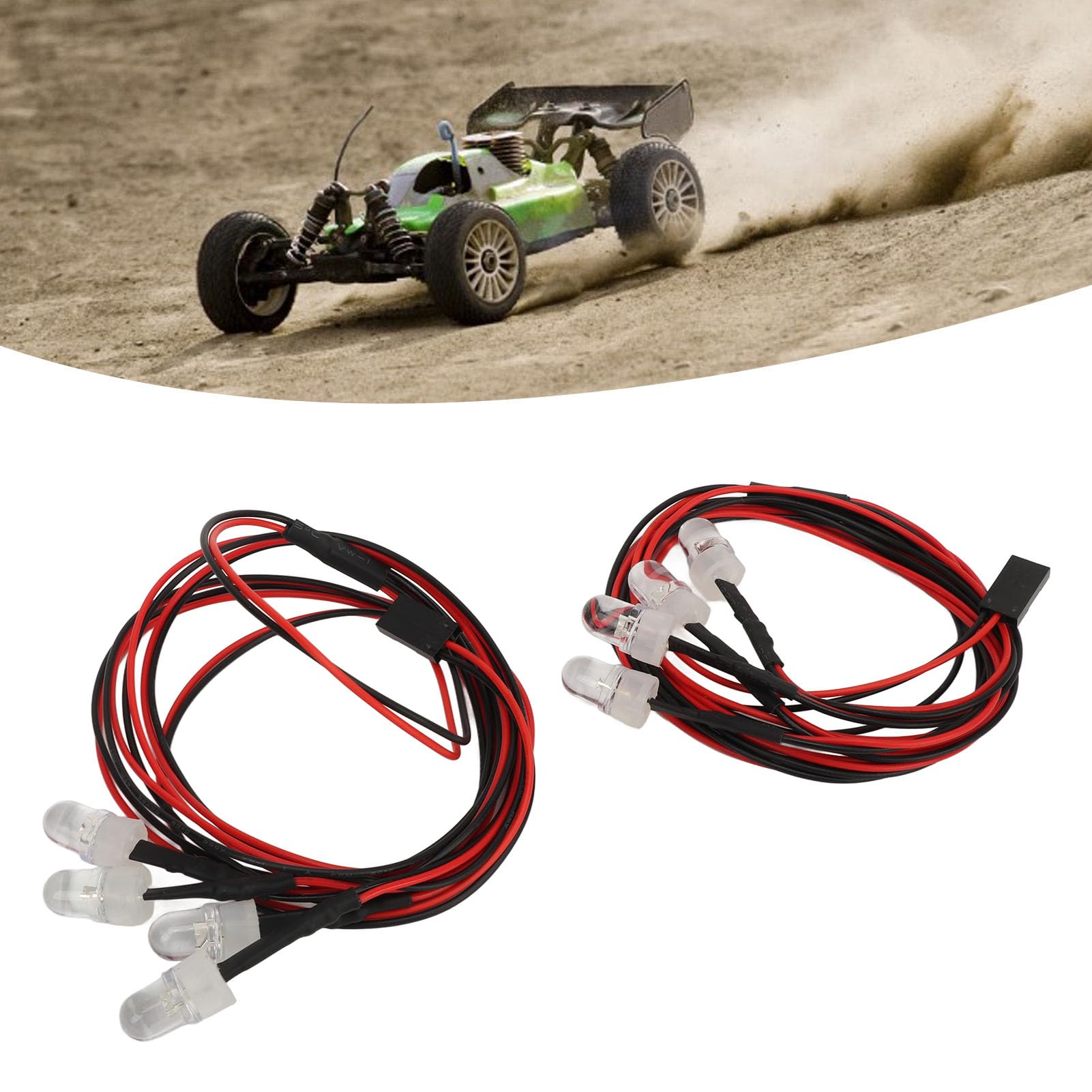 RC Car Light Kit - 5 Sets Of 4 LED Silicone Lights (2 White, 2 Red) For 7.4V RC Cars Like HSP, Redcat, Axial SCX10, D90 & HPI