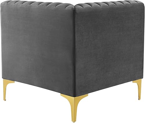 Miniatura 4 de Modway EEI-3983-GRY Triumph Channel - Silla esquinera para sofá seccional de terciopelo de alto rendimiento, color gris Gris,marino,Rosado