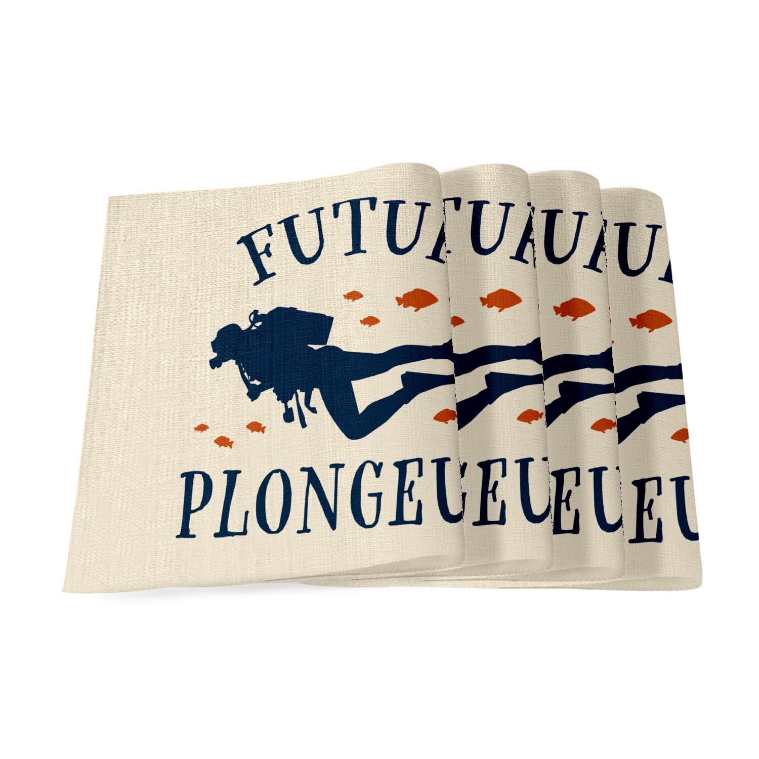 Sets de table en lin futur plongeur grand format 40x28.5 cm pour repas