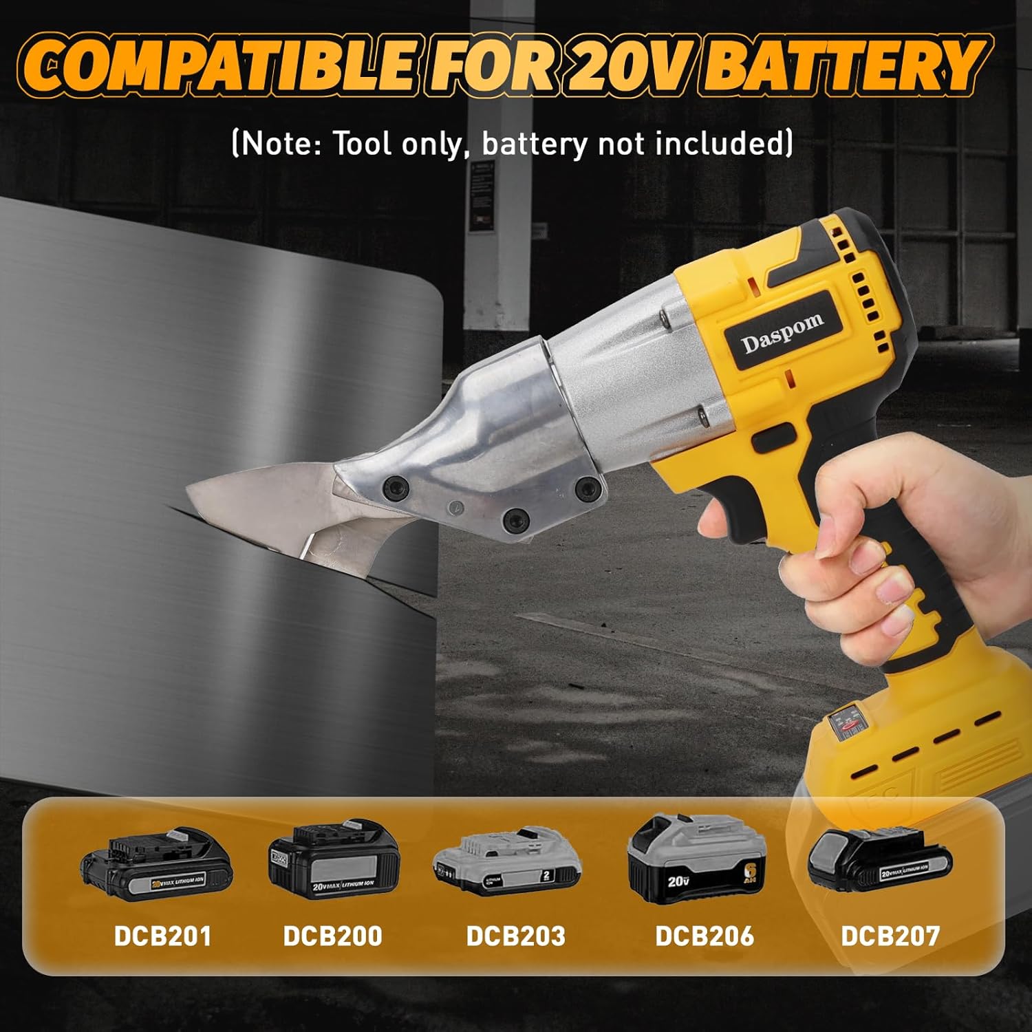 Cordless Sheet Metal Shear Compatible with Dewalt 20V Battery, Brushless Electric Metal Cutting Shears for Cutting Iron, 133 Ft-Lbs Torque, 360 Degree Pivoting Head, Tool Only