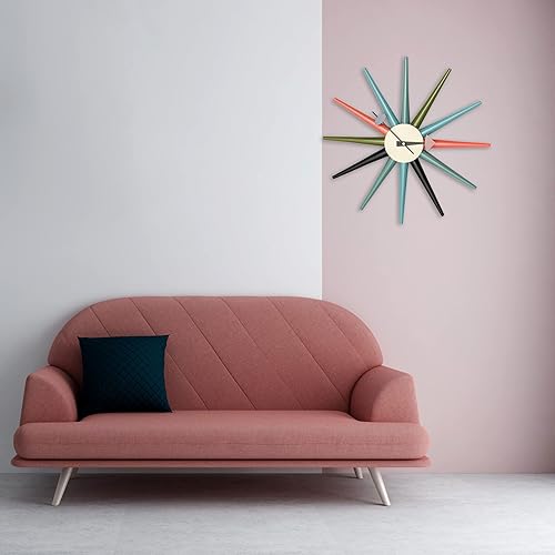 Miniatura 8 de Reloj de pared de madera redondo multicolor para decoración de cocina, arte de pared de 19 pulgadas