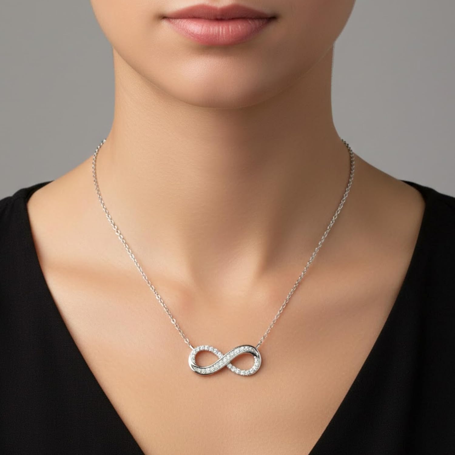 Dewberry 14kt White Or Yellow Gold Plated 925 Sterling Silver Infinity Necklace for Women | 1/4 cttw Round Cut IGI Certified Lab Grown Diamond Infinity Pendant With 18 Inch Chain (Clarity: VS, Color: FG) | Hypoallergenic Jewelry Gifts for Mom Wife Girlfriend Daughter Sister