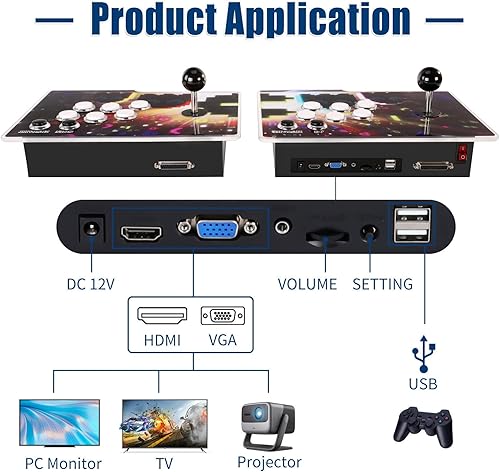 Miniatura 5 de 28890 Games 3D Pandora Box Arcade Game Consola, máquina de videojuegos retro para proyector de TV PC, salida HD de 1280 x 720,