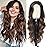 HMHIFI Long Brown Wigs for Women Ombre Brown Synthetic Hair Wig Natural Daily Hair Replacement Wigs Heat Resistant Fiber Hair Cosplay Party Wig(26in Ombre Brown)