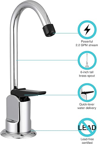 Miniatura 9 de Dura Faucet DF-DF350-SN Grifo para beber RV - 6 pulgadas de alto (níquel satinado cepillado) Níquel satín cepillado (Brushed Satin Nickel),Cromado