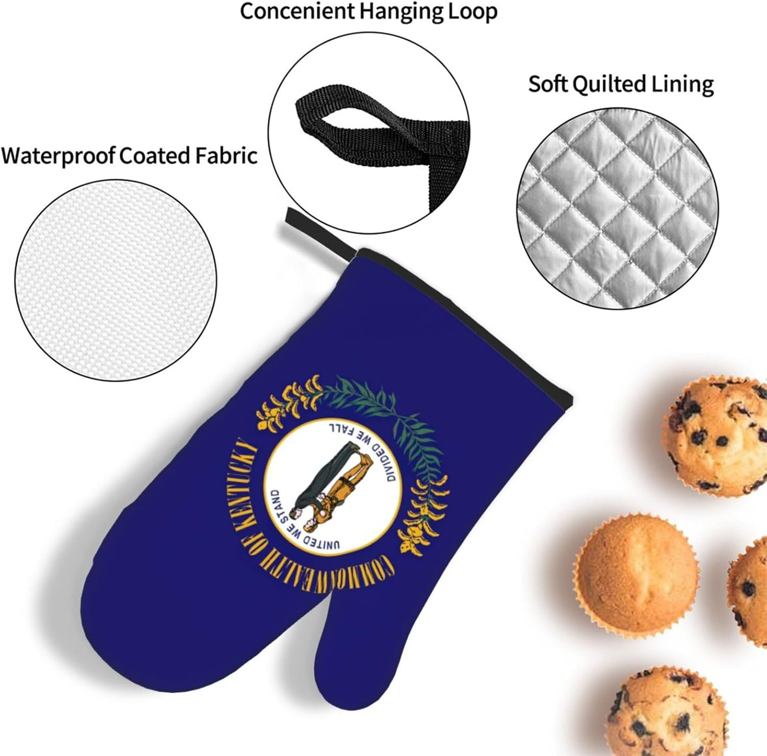 Kentucky State Flag Print Heat Resistant Microwave Gloves, Used for Baking, Cooking, and Fashion Kitchen Essentials