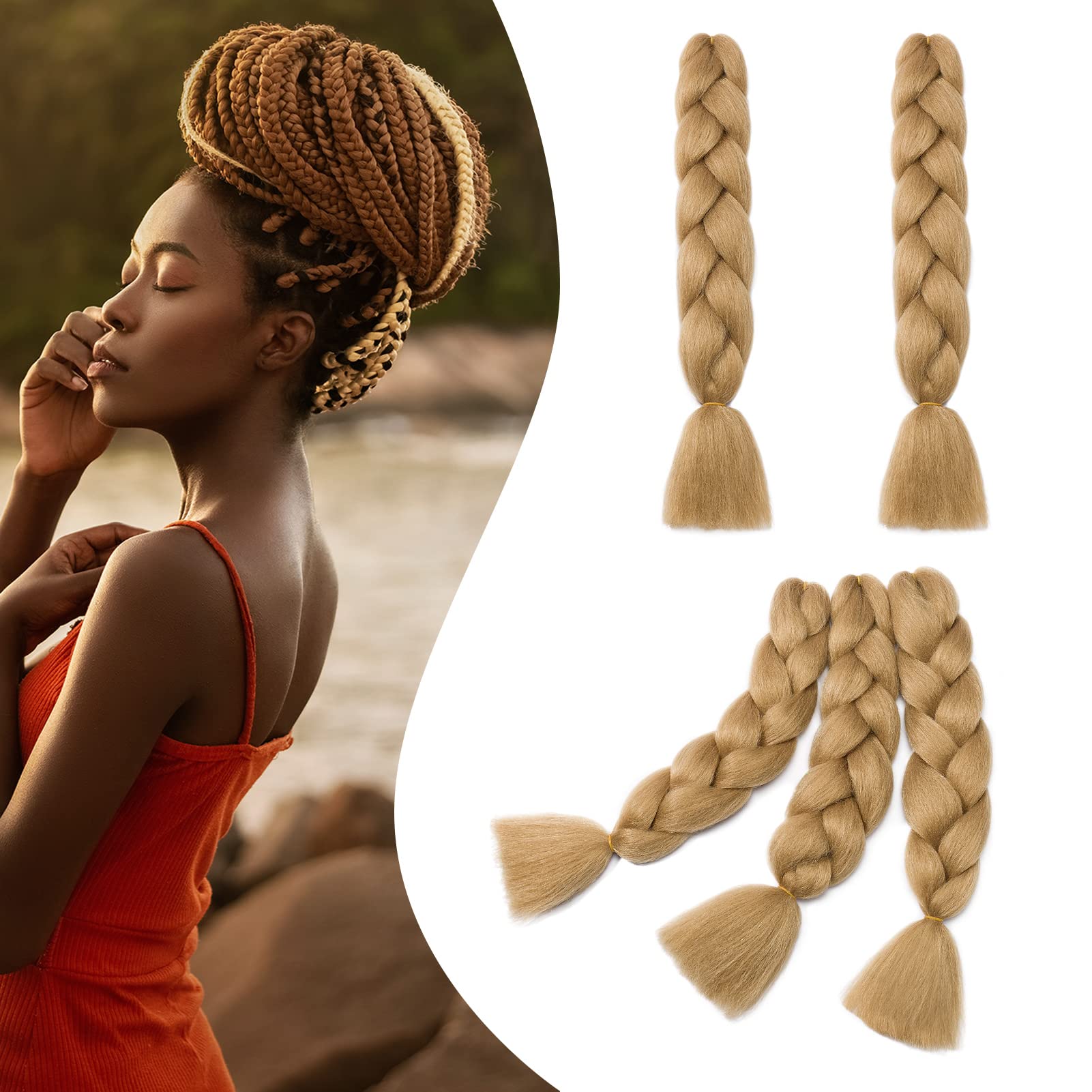 60cm Extensiones de Pelo Trenzas Africanas Castaño Oscuro Extensiones para Trenzas Africanas 1 pcs 100g Kanekalon Pelo para Trenzas Africanas Sintetico Extensiones de Trenzado Cabello Braiding — view 24