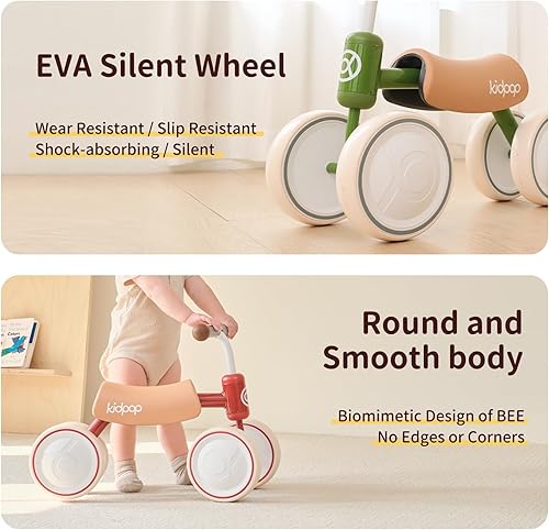 Miniatura 3 de kidpop Big BEE - Bicicleta de equilibrio para bebés de 1 año de edad, juguetes de paseo para primer cumpleaños, primera bicicleta (morado)