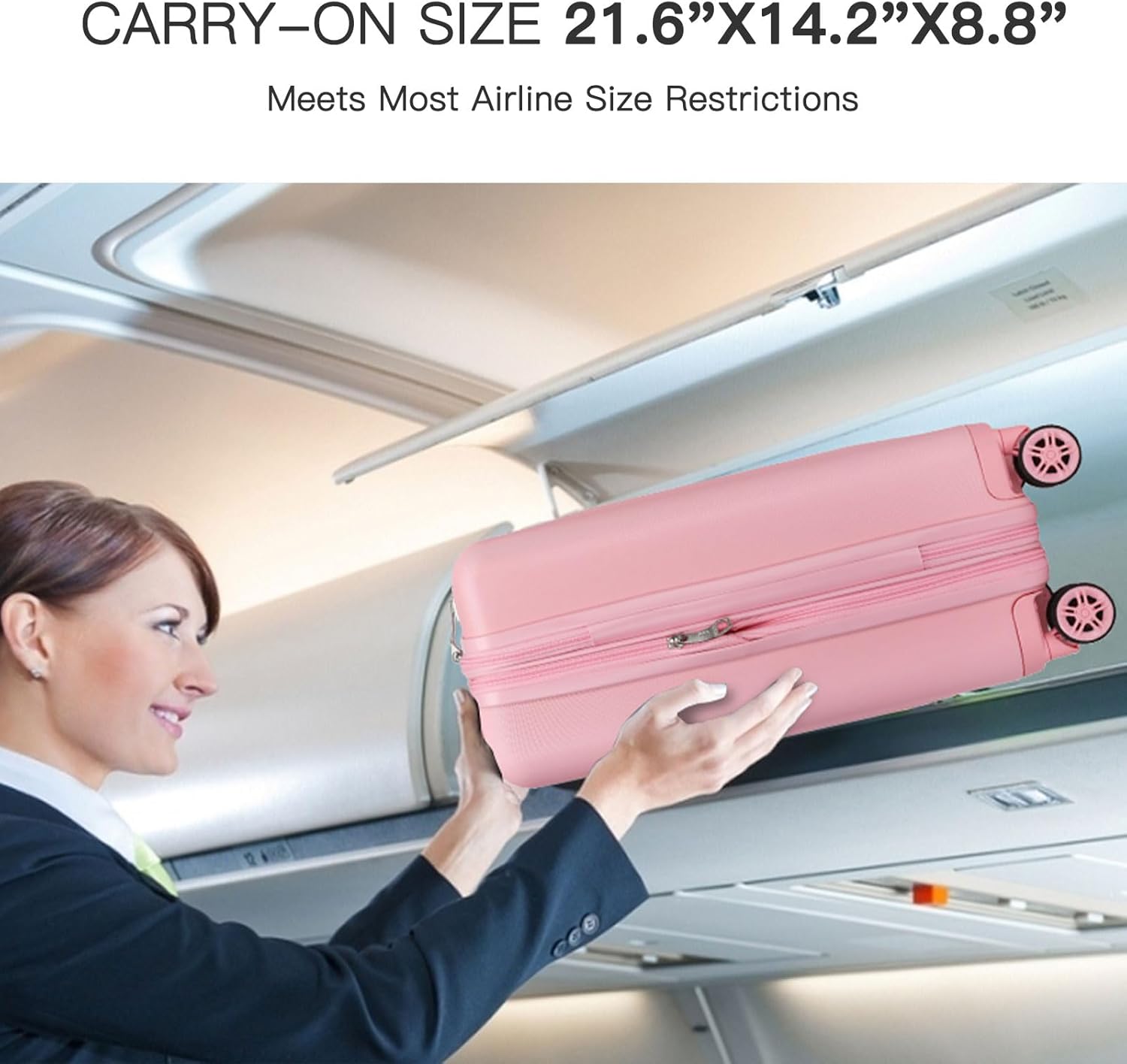 Kono Small 20 Inch Expandable Carry On Luggage with Quiet Spinner Wheels & TSA Lock, Scratch and Drop Resistant PC+ABS Hardside 22x14x9 Airline Approved Suitcase, Pink - Image 2