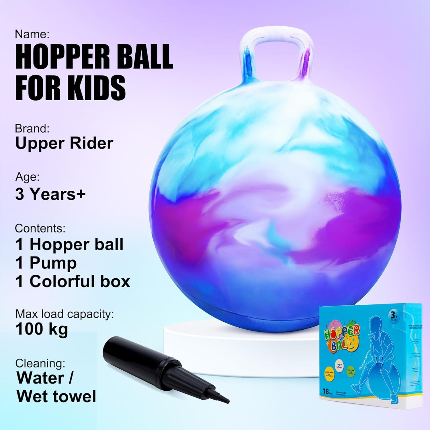 Upper Rider 2 Pack Hopper Balls for Kids 3-6, 18" Hippity Hop Ball for Kids, Outdoor Activity Toy for Age 3 4 5