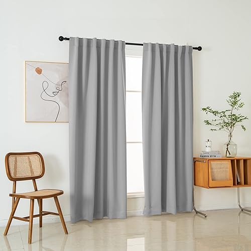 Miniatura 3 de Pickluc Cortinas opacas de 96 pulgadas de largo, 2 paneles de cortinas opacas para dormitorio o sala de estar, pestaña trasera y bolsillo para