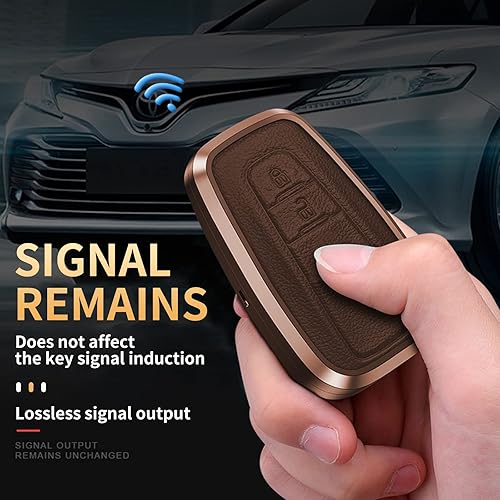 Miniatura 2 de KUNGKIC Funda inteligente para llavero de automóvil para Toyota CHR C-HR Camry Prius Prado Corolla RAV4 aleación de aluminio y protector de cuero