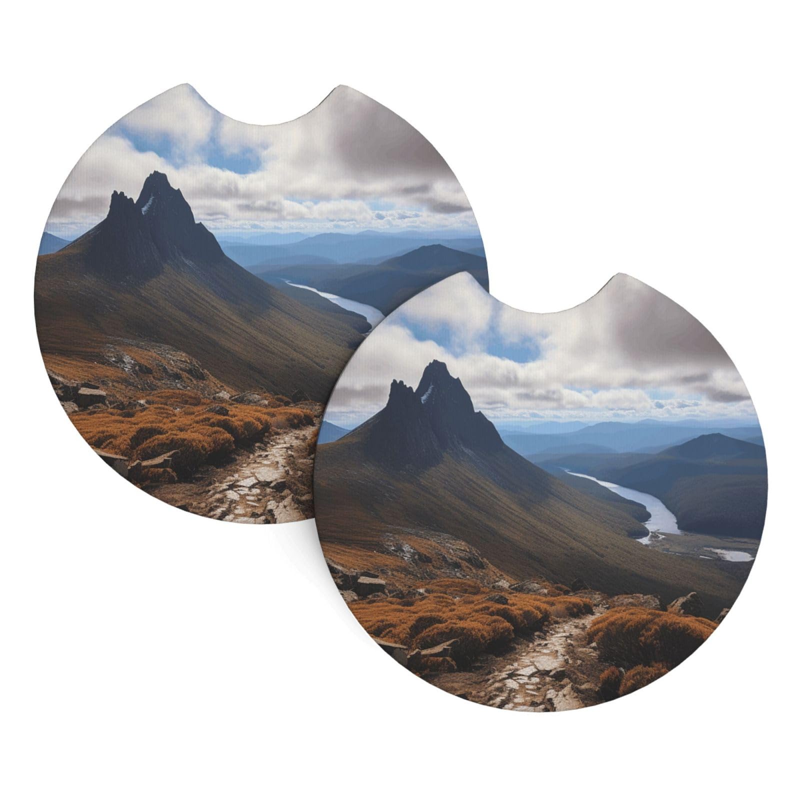 2PCS Car Coaster for Cup Holders Universal Auto Cup Mat Cradle Mountain Summit Cup Coaster Pad 2.7" Waterproof Neoprene Non-Slip Cup Holder Coasters Car Interior Accessories for Women Men