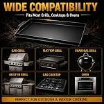 KEESHA 23" x 16" Émaillé Cast Iron Gridle pour BBQ Grills à gaz et poêles ─ Pas de pré-assaisonnement nécessaire; parois latérales épaisses; résistant à la chaleur; distribution uniforme de chaleur; émail de qualité alimentaire; cuisson saine