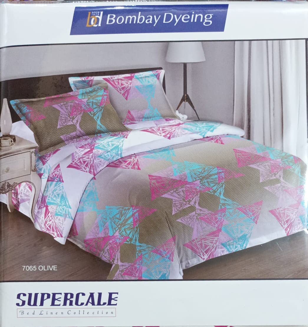 Bombay Dyeing Supercale 136TC One King Size Double Bed Sheet with Two