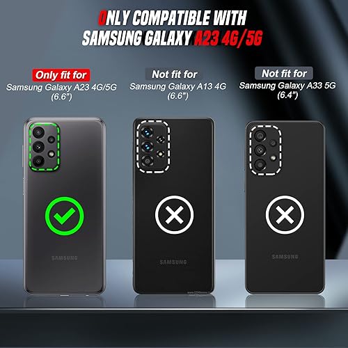 Miniatura 2 de LeYi Funda para Samsung A23 5G no compatible con A23 UW con 2 protectores de pantalla, resistente a prueba de golpes con cubierta deslizante para