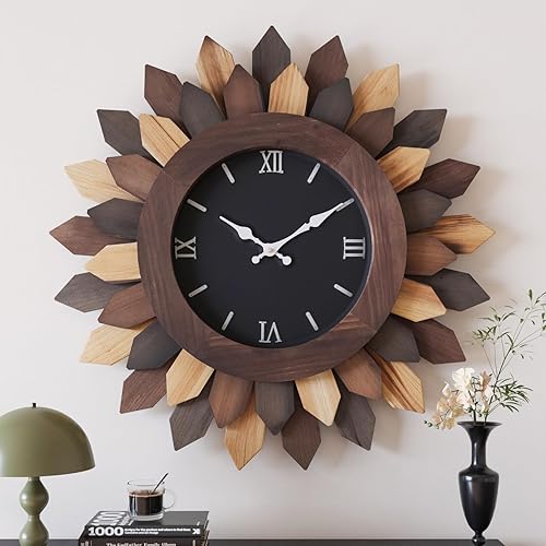 Reloj de pared grande de 24 pulgadas para sala de estar, estilo bohemio, decorativo, grande, silencioso, funciona con pilas, reloj de pared de