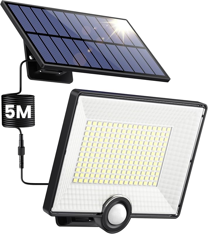 Pxwaxpy Lampe Solaire Extérieur Détecteur de Mouvement, [3 Modes/204LED/2000LM] Lumière Solaire Exté