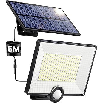 Pxwaxpy 204 LED Solar Lights for Outdoors, Solar Light with Motion Sensor, 3 Modes Solar Spotlight Outdoor Light, 120&deg; Lighti
