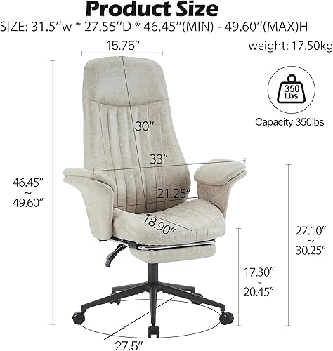 Miniatura 2 de Home Office Desk Chair with Wide Seat, Mid-Back Lumbar Support Ergonomic Computer Chair with Arms, Height Adjustable Swivel Task Chair Office