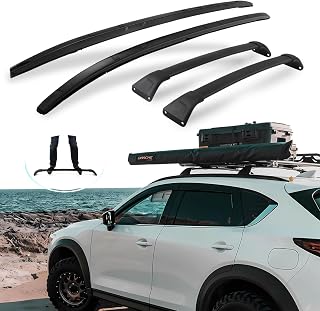 SNIXWOOROADTRIP Roof Rails & Cross Bars for Mazda CX-5 2017-2025 - No Drill Install, 165lbs Capacity, Aviation Aluminum Black Set