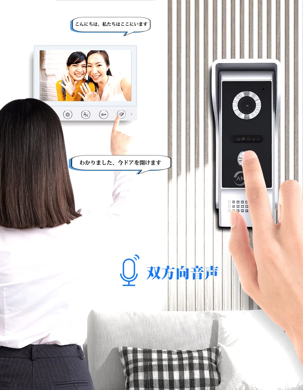 Amazon.co.jp: テレビドアホン ビデオドアホン 広角レンズ LEDライト