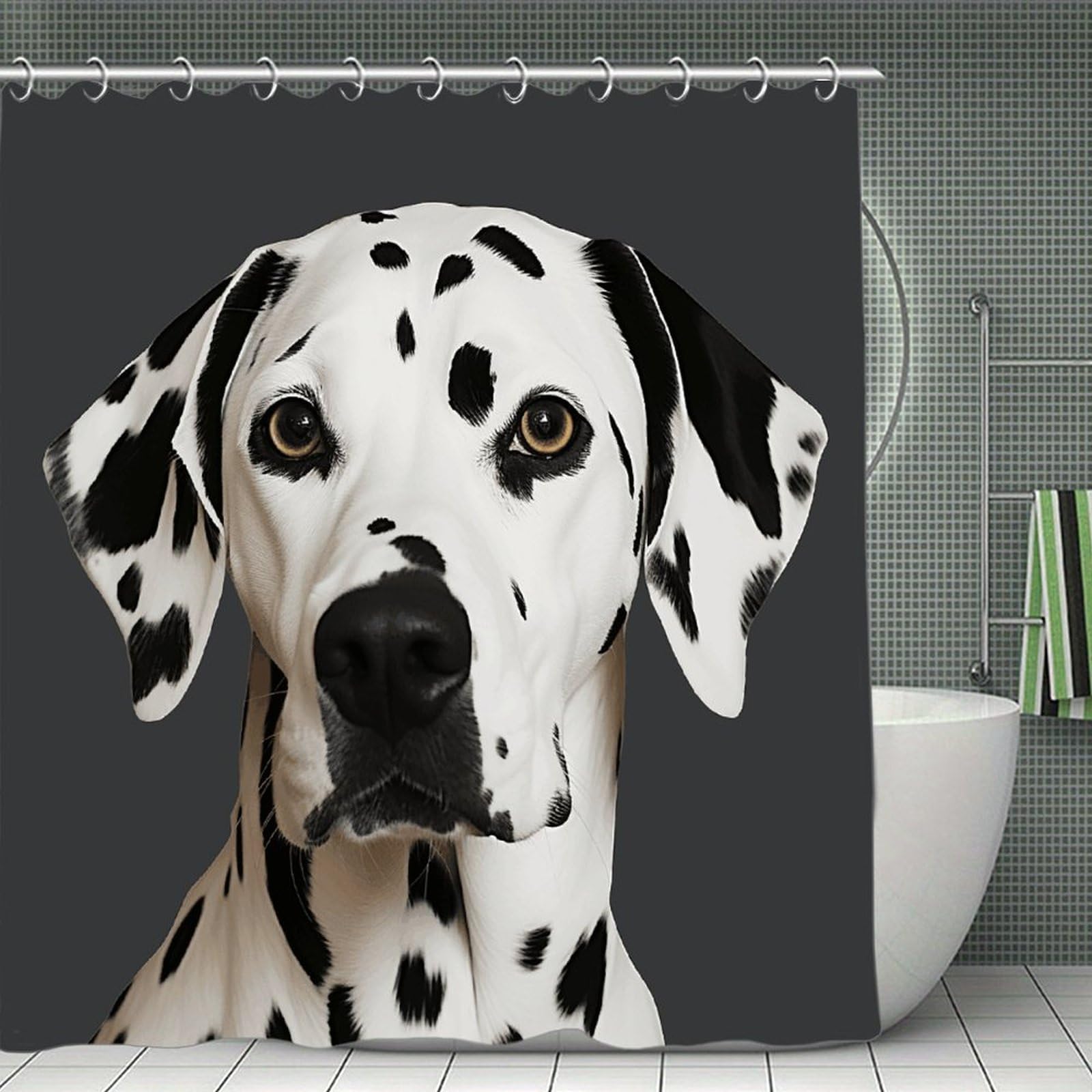 VstaDank Dalmatian Shower Curtain Waterproof Bathroom Curtain with Hooks Luxury Weighted Bath Curtains for Bathtubs Showers Room Dividers Decorative Shower Curtains 71x71 in