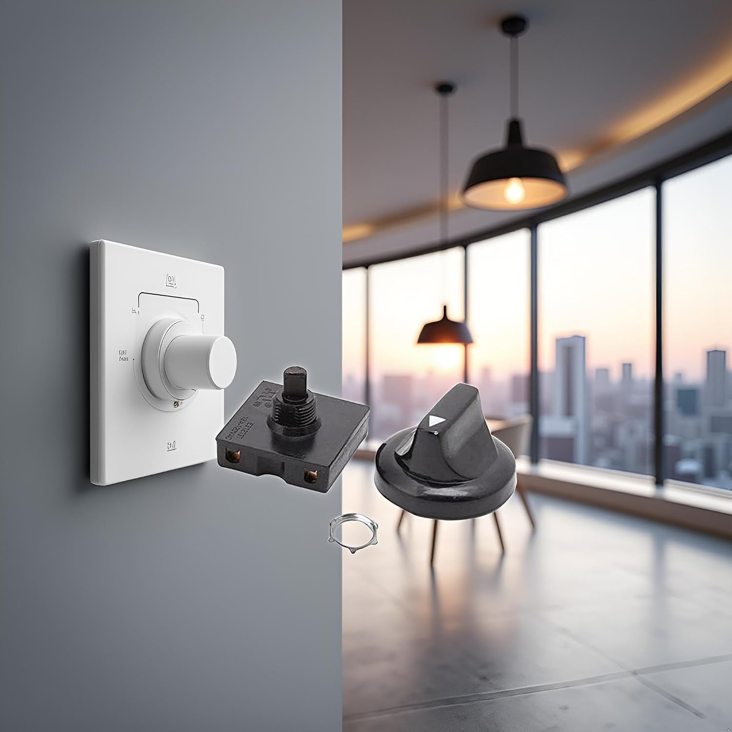 Rotary Switch 4 Position 3 Speed Selector Switch Governor with Button Fan Speed Governor Professional Ceiling Fan Wall Controls Ceiling Lighting Accessories