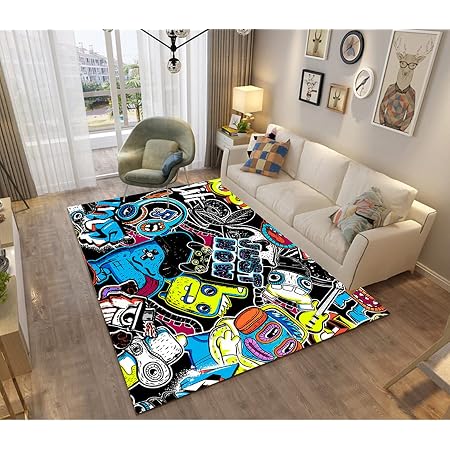 Tappeto 3D per campo da calcio per campo da calcio, tappeto per soggiorno, camera da letto, divano, stanza dei giochi, tappetino antiscivolo per bambini  15