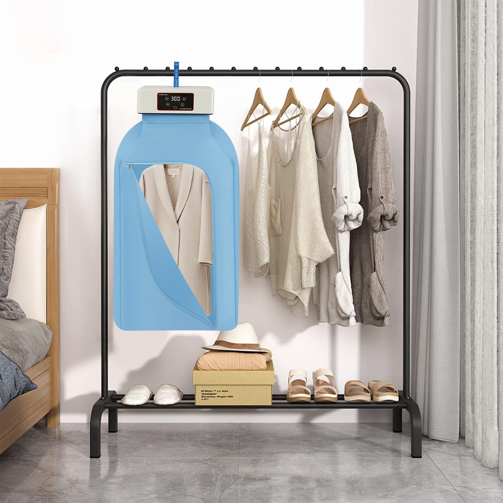 Secadora de ropa portátil, minisecadora eléctrica con temporizador y mando a distancia, secadora de aire caliente de 360°, 600 W, mini secadora portátil para viajes