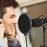 Vista 6 de Sherr Paquete de 4 micrófonos de condensador XLR, kit de micrófono cardioide de estudio profesional, incluye micrófonos cardioides, soporte