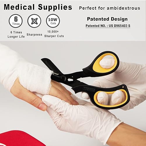 Miniatura 34 de MEUUT Paquete de 2 tijeras médicas para enfermeras, tijeras de vendaje patentadas con cuchillas antiadherentes, tijeras de grado quirúrgico, tijeras