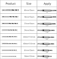 Vista 3 de Juego de brocas de núcleo de bisagra autocentrante para carpintería, brocas ajustables para ventana de puerta con 1 llave hexagonal y 8 brocas