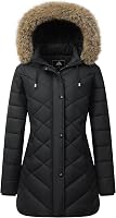 Pufflady Women's Long Winter Puffer Coat: Windproof Waterproof Thick Fleece Lined Down Jacket with Removable Hood
