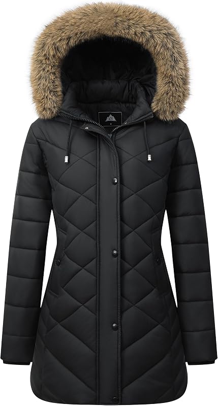 Abrigo de invierno largo y cálido para mujer, campera de plumón con forro polar grueso | Prendas de abrigo acolchadas impermeables a prueba de viento con capucha extraíble