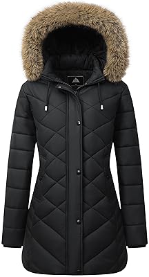 Women's Long Warm Winter Coat Windproof Thickened Fleece Lined Down Jacket Waterproof Puffer Outerwear with Removable Hood