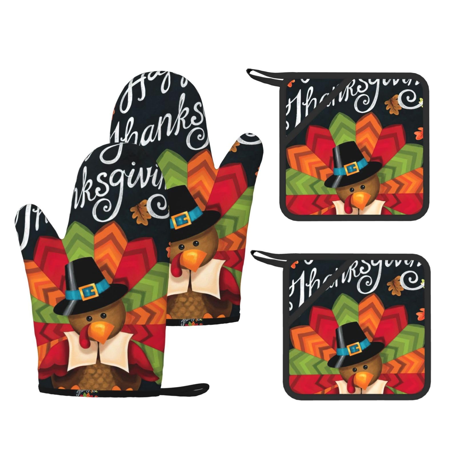 Gants de cuisine anti-chaleur 500 degrés imprimé Thanksgiving