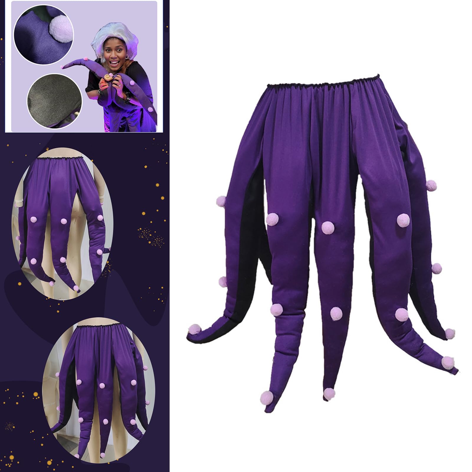 3 Seehexe Kostüm für Erwachsene, Tentakel Outfit für Halloween, Cosplay und Verkleidungspartys, Seehexe Halloween Kostüm