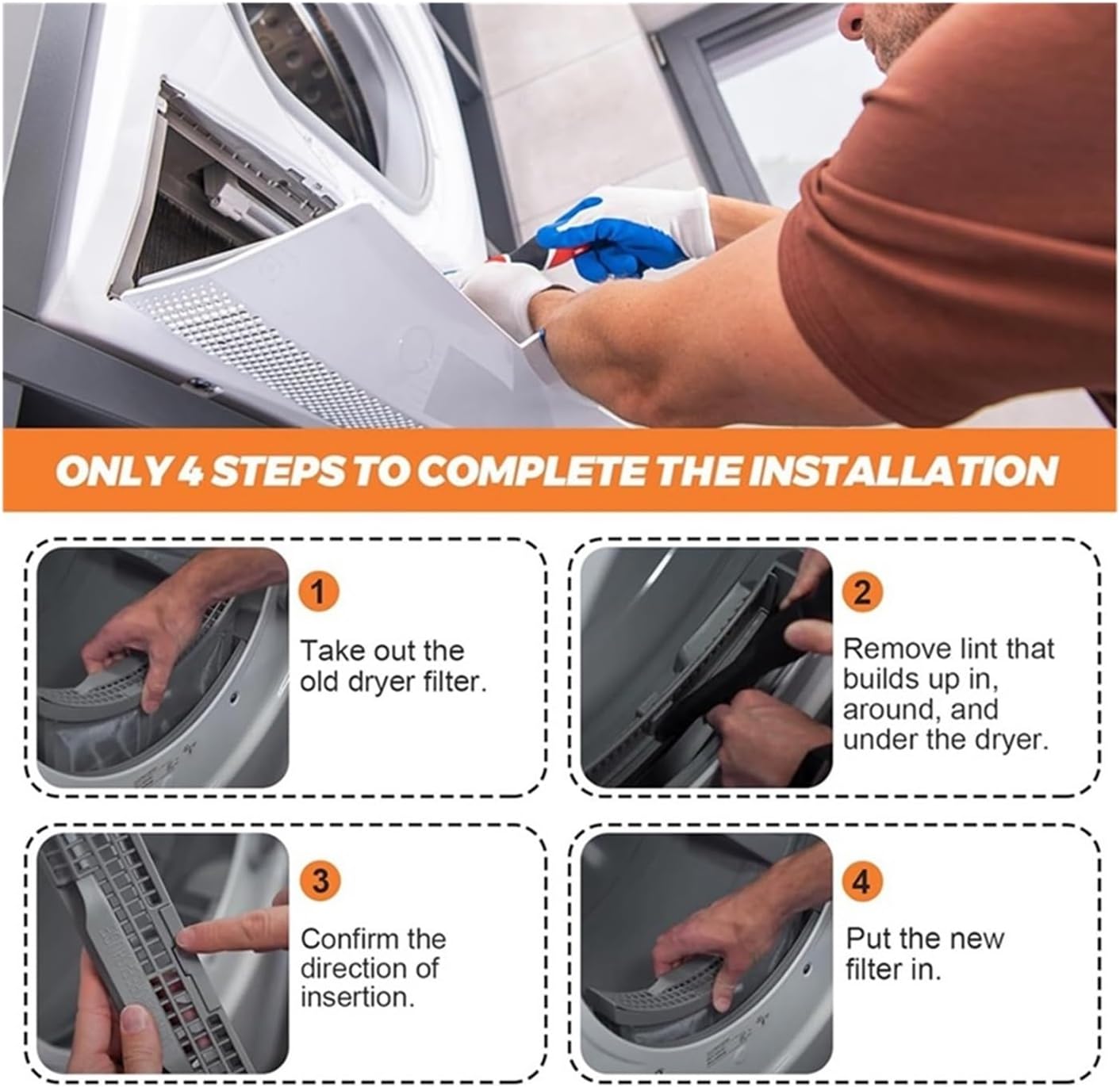 A78U-DC61-02595A Dryer Lint Filter Case Screen With Clothes Lint Vent Trap Cleaner Brush,Compatible For Samsung,Dryer - 2069505