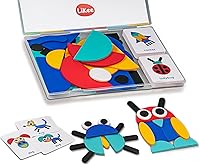 LiKee Wooden Shape Puzzle for Toddlers 3+: 36 Blocks & 60 Cards Montessori Toys, Develops Spatial Awareness, Creativity & Problem-Solving Skills